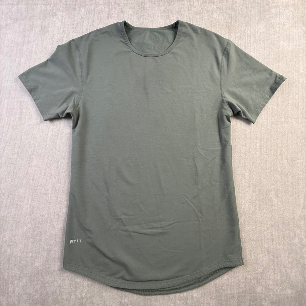 BYLT Premium Basics Drop-Cut T-Shirt Mens Small Sage Green Short Sleeve Crew‎